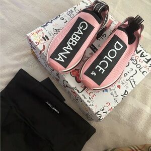 Dolce & Gabbana Pink and White Sneakers